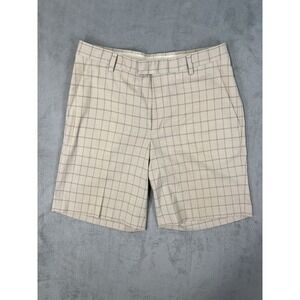 Nike Golf Shorts Mens 34 Tan Plaid Tiger Woods Collection Performance Chino